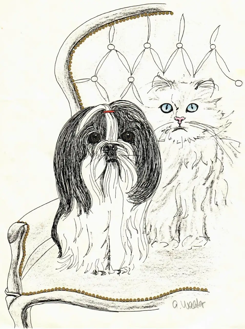Elle aimait peindre et dessiner son chien finalla
