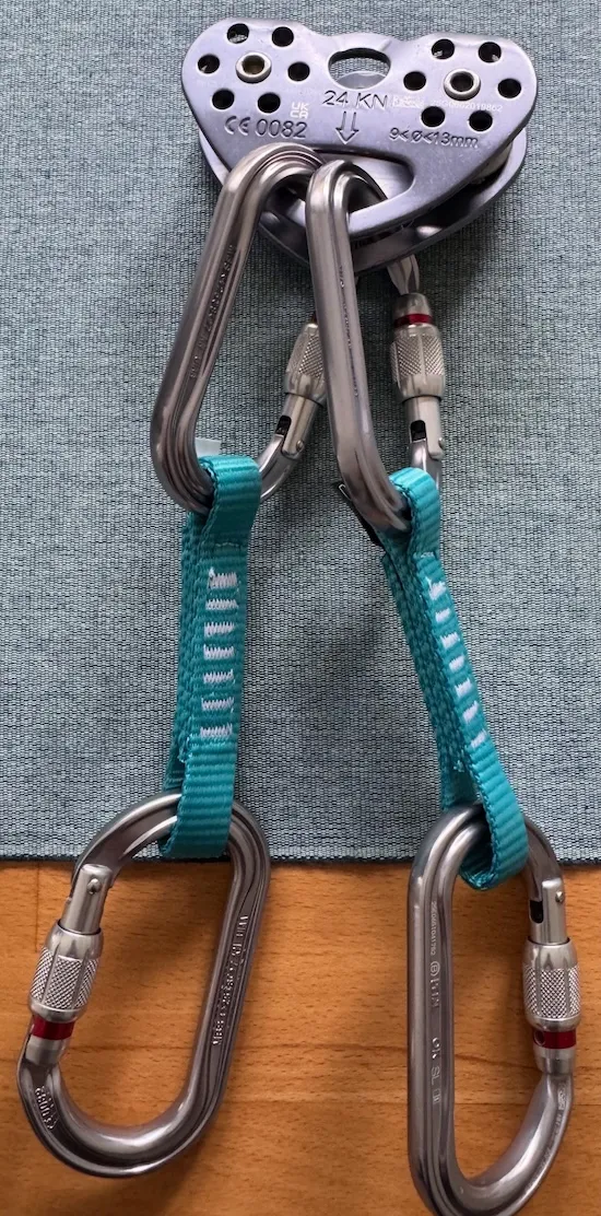 PETZL pulley for zip line setup